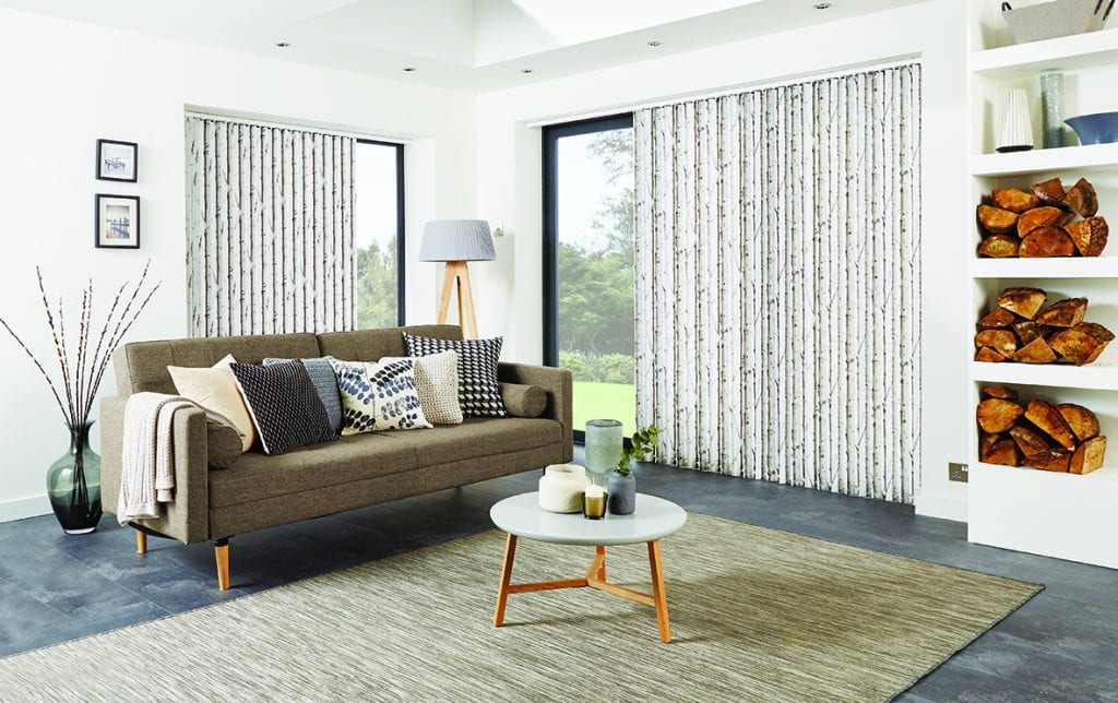 This Woodland Silver fabric looks stunning in these vertical blinds - Blinds Norfolk - Norwich Sunblinds