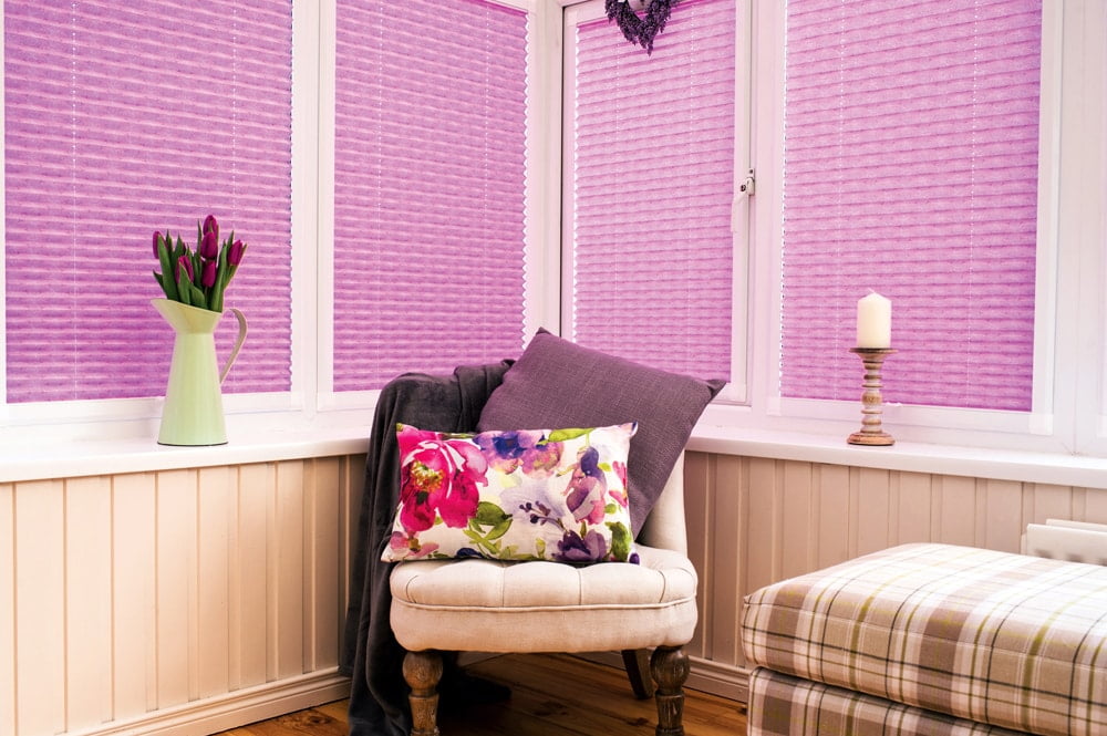 Pink pleated perfect fit blinds - Blinds Norfolk - Norwich Sunblinds