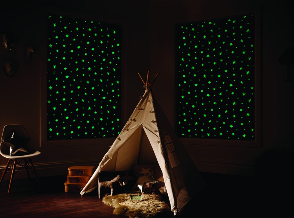 Glow in the dark blinds, dark room with green glow from the blinds. - Blinds Norfolk - Norwich Sunblinds