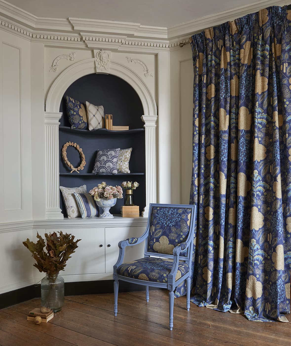 Blue patterned full length curtains - Curtains Norfolk - Norwich Sunblinds