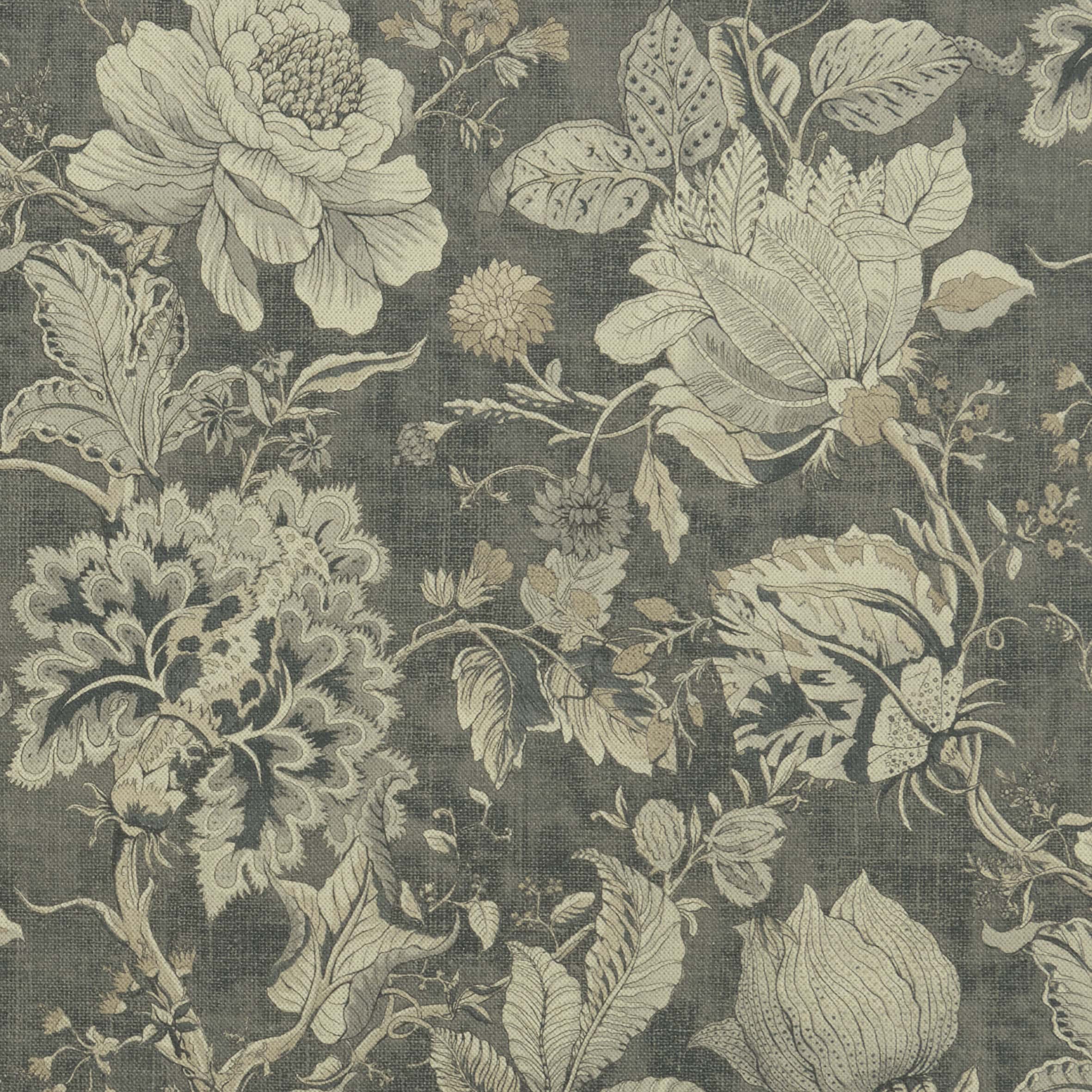 Cream flowers on a dark green background fabric sample - Blinds Norfolk - Norwich Sunblinds