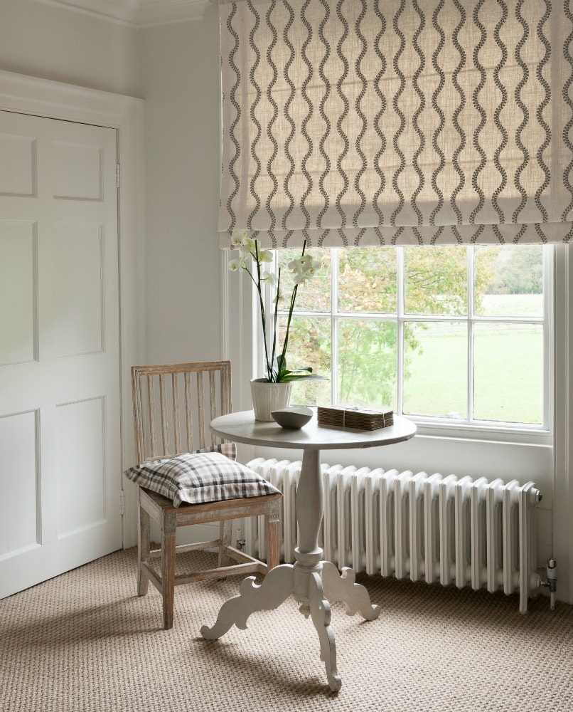 Cream and fawn patterned roman blind - Blinds Norfolk - Norwich Sunblinds