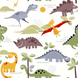 Close up of Dino Design fabric for childrens blinds - Blinds Norfolk - Norwich Sunblinds