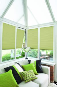 Perfect Fit Pleated Conservatory blinds: Pale Green - Blinds Norfolk - Norwich Sunblinds