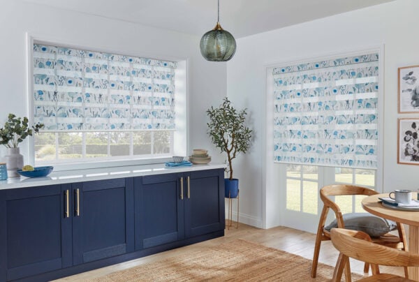 Vision Blinds, (sometimes called Day and Night Blinds) in a beautiful blue colour.