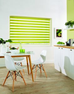 Vision kitchen fabric blinds: Capri Paradise Green - Blinds Norfolk - Norwich Sunblinds