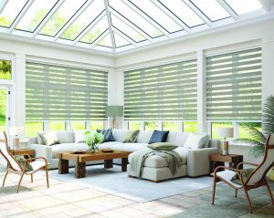 Vision blinds in the conservatory in Tuscan Mink - Blinds Norfolk - Norwich Sunblinds