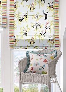 CLose up of the panda Prestigious playtime fabric for childrens bedroom - Blinds Norfolk - Norwich Sunblinds