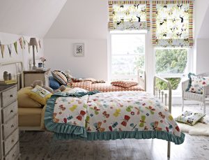 Roman blinds with panda pattern for children's bedroom with Playtime fabric from Prestigious - Blinds Norfolk - Norwich Sunblinds