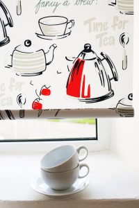 Tea for Two design fabric - Blinds Norfolk - Norwich Sunblinds