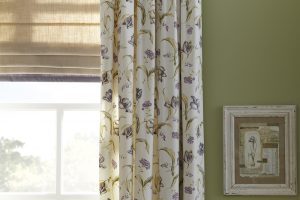 Botanica heather design fabric in curtains and matching roman blind - Blinds Norfolk - Norwich Sunblinds