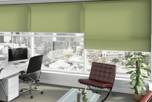 Carnival Moss coloured blinds for the workplace - Blinds Norfolk - Norwich Sunblinds