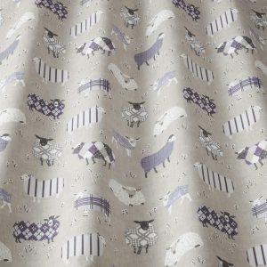 Sheep in lavender fabric sample from the Henley collection - Blinds Norfolk - Norwich Sunblinds