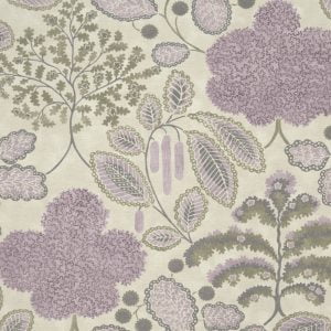 Pretty floral fabric sample in shades of lilac from the Bloomsbury range of fabrics- Blinds Norfolk - Norwich Sunblinds
