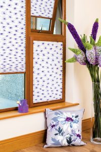 Perfect fit pleatd blinds in lilac on cream - Blinds Norfolk - Norwich Sunblinds