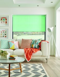 Peppermint colour roller blinds in living room - Blinds Norfolk - Norwich Sunblinds