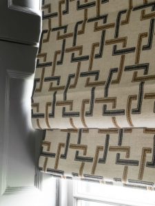 Close up cream and brown roman blind - Blinds Norfolk - Norwich Sunblinds
