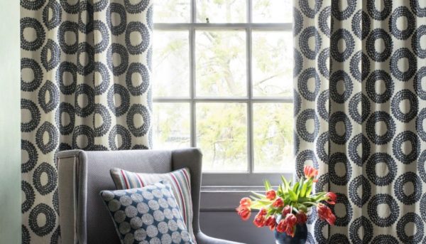 Patterned floor length curtains - Curtains Norfolk - Norwich Sunblinds