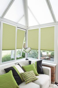 A practical choice Perfect Fit Pleated Basix Pale Green fabric Blinds Norfolk - Norwich Sunblinds