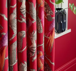 Curtains in Pomegranate Maldives fabric - Curtains Norwich. - Norwich Sunblinds