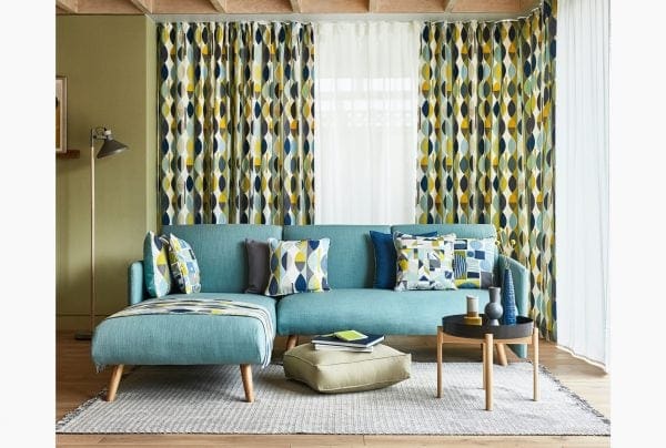 Curtains in Collage fabric - Curtains Norfolk - Norwich Sunblinds