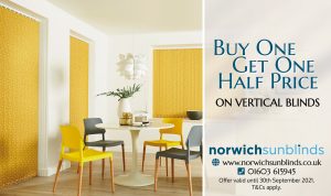 Buy one Vertical Blind, Get One Half Price Blinds Norfolk - Norwich Sunblinds
