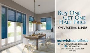 Buy One Get One Half Price on Venetian Blinds from Norwich Sunblinds