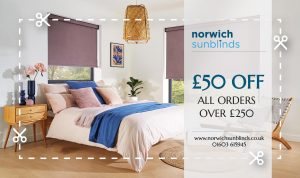 £50 Off all orders over £250 Blinds Norfolk - Norwich Sunblinds