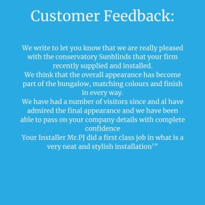 Testimonial for Norwich Sunblinds from Mr & Mrs H of Thetford