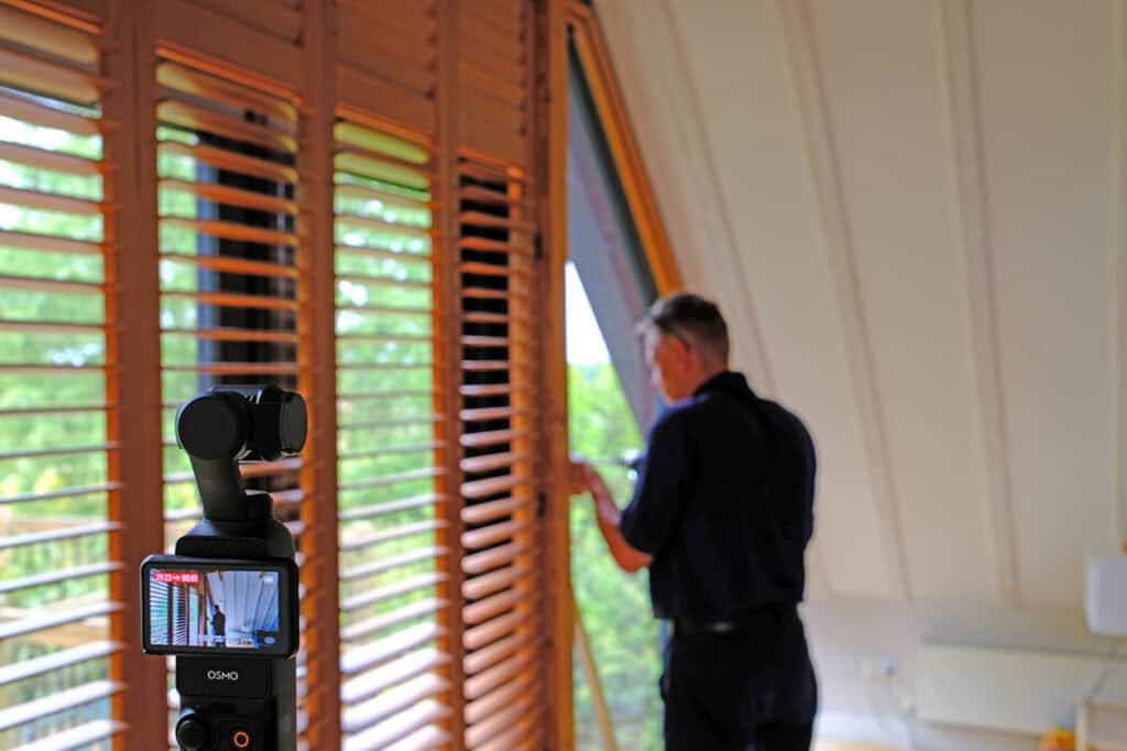 Installing the frame ready to hold the plantation-shutters