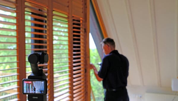 Installing the frame ready to hold the plantation-shutters