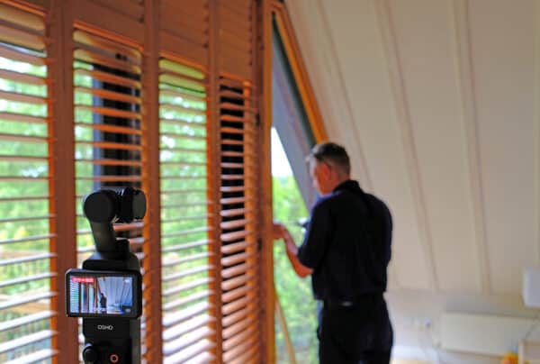 Installing the frame ready to hold the plantation-shutters